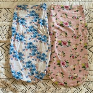 Floral Print Kids One Piece Set - Blue and Pink